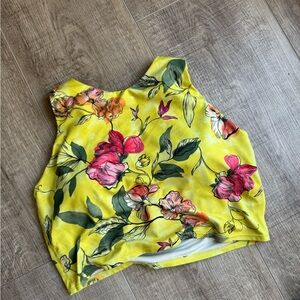 Athleta Conscious Crop | Yellow Floral Bra Top